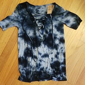 Tye dye lace up shirt